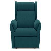 Poltrona relax elettrica FIRENZE MADE IN ITALY per anziani e disabili, 2 motori, 4 ruote, con Kit Batteria, tessuto antimacchia, colore Petrolio