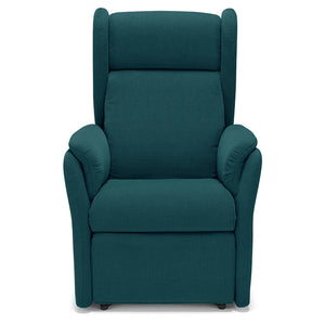 Poltrona relax elettrica FIRENZE MADE IN ITALY per anziani e disabili, 2 motori, 4 ruote, con Kit Batteria, tessuto antimacchia, colore Petrolio