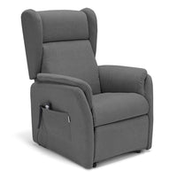 Poltrona relax elettrica FIRENZE MADE IN ITALY per anziani e disabili, 2 motori, 4 ruote, con Kit Batteria, tessuto antimacchia, colore Grigio Grafite
