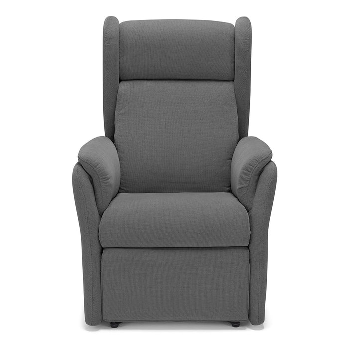 Poltrona relax elettrica FIRENZE MADE IN ITALY per anziani e disabili, 2 motori, 4 ruote, con Kit Batteria, tessuto antimacchia, colore Grigio Grafite