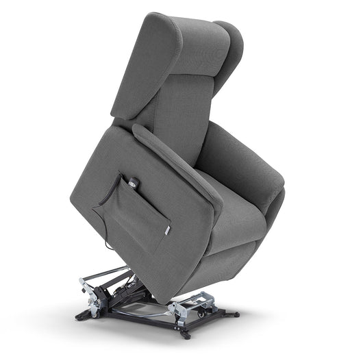 Poltrona relax elettrica FIRENZE MADE IN ITALY per anziani e disabili, 2 motori, 4 ruote, tessuto antimacchia, colore Grigio Grafite