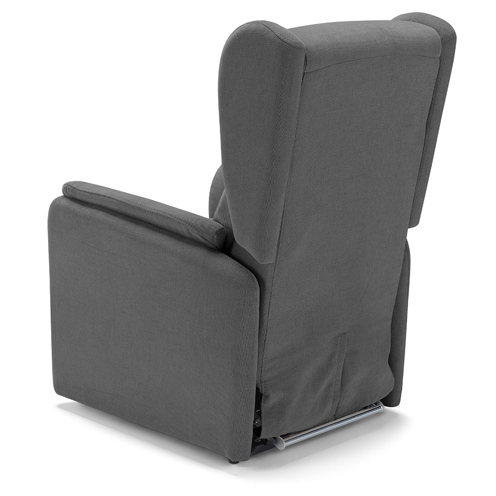 Poltrona relax elettrica FIRENZE MADE IN ITALY per anziani e disabili, 2 motori, 4 ruote, tessuto antimacchia, colore Grigio Grafite
