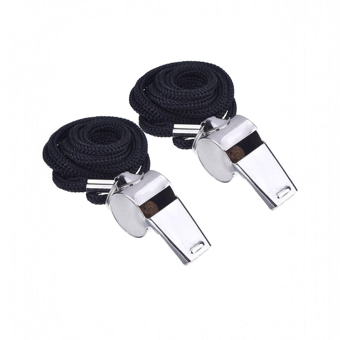 Fischietto in Metallo 2 Pezzi Fischietti con Cordino per Allenatori Sport Art.94465