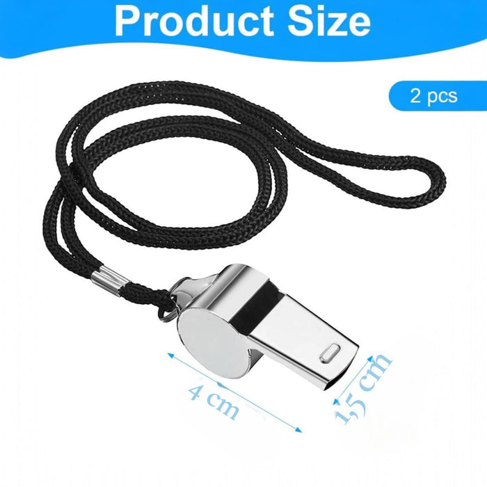 Fischietto in Metallo 2 Pezzi Fischietti con Cordino per Allenatori Sport Art.94465