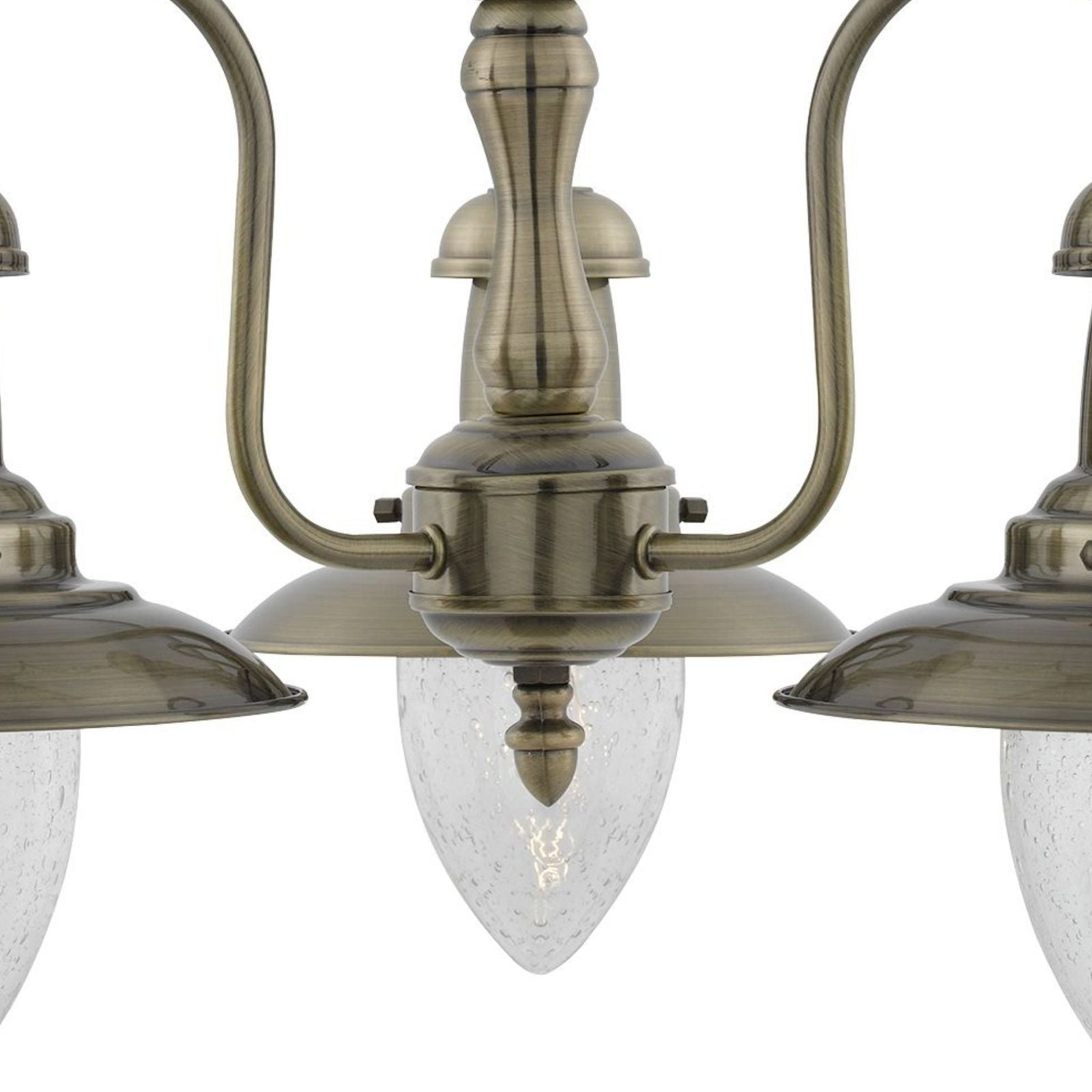 Fisherman II 3Lt Pendant - Ottone antico e vetro trasparente seminato