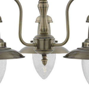 Fisherman II 3Lt Pendant - Ottone antico e vetro trasparente seminato