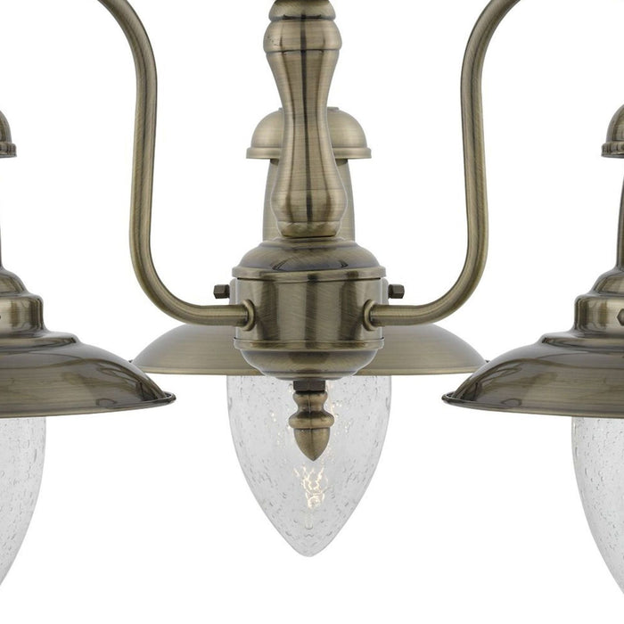 Fisherman II 3Lt Pendant - Ottone antico e vetro trasparente seminato