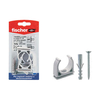 Fissatubi ft25k D.25mm. a scatto con tassello e vite s6v misura pezzi 3+3+3 fischer.