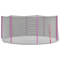 Rete di Protezione per Trampolini a 8 Pali con Ingresso con Cerniera, in PE, Ø366x180 cm, Nero e Rosa
