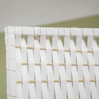 Separatore di Ambienti da 4 Pannelli con 2 Mensole Pieghevoli, Bianco Paglia