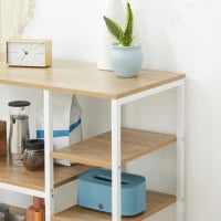 Scaffale da Cucina Basso Salvaspazio Stile Industriale, Mobiletto con 7 Ripiani per Cucina in Metallo e Legno, 90x40x95cm, Bianco