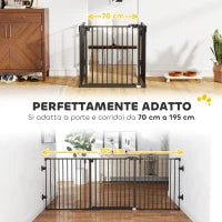 Cancellino per Cani Pieghevole in Acciaio con Chiusura Automatica, 202.5x2x76cm, Nero