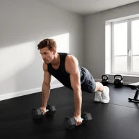 Manubrio Esagonale da 20kg in Acciaio e Gomma per Workout in Palestra, Casa e Ufficio, Nero