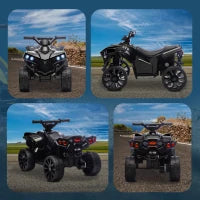 Quad Elettrico 6V per Bambini con Marcia Avanti/Indietro, Musica e LED, Nero