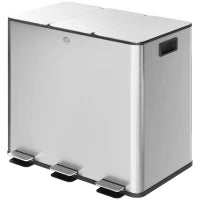 Cestino della Spazzatura con 3 Scomparti da 20L, Coperchi Deodoranti, anti-impronte digitali, Soft-Close, estraibile, Argento