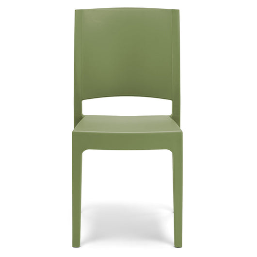 Sedia in polipropilene FLORA, MADE IN ITALY, impilabile, resistente ai raggi UV, design moderno, ideale per sala da pranzo, cucina, sala d’attesa, bar, ristoranti o giardino colore Agave