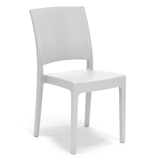 Sedia in polipropilene FLORA, 100% MADE IN ITALY, impilabile, resistente ai raggi UV, design moderno, ideale per sala da pranzo, cucina, sala d’attesa, bar, ristoranti o giardino, colore Bianco
