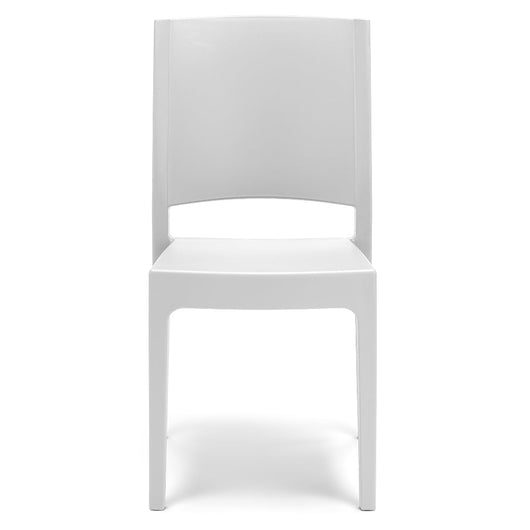 Sedia in polipropilene FLORA, 100% MADE IN ITALY, impilabile, resistente ai raggi UV, design moderno, ideale per sala da pranzo, cucina, sala d’attesa, bar, ristoranti o giardino, colore Bianco