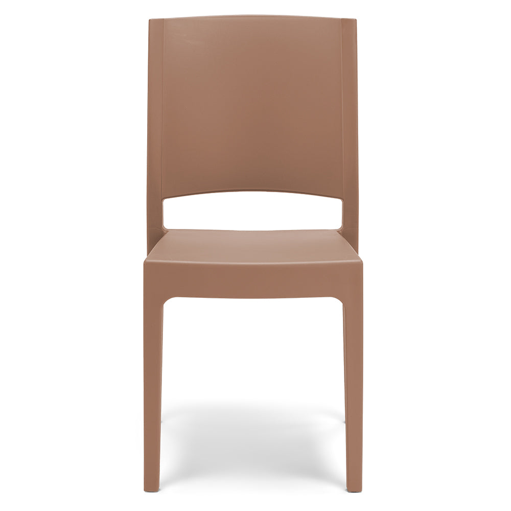 Sedia in polipropilene FLORA, 100% MADE IN ITALY, impilabile, resistente ai raggi UV, design moderno, ideale per sala da pranzo, cucina, sala d’attesa, bar, ristoranti o giardino, colore Terracotta