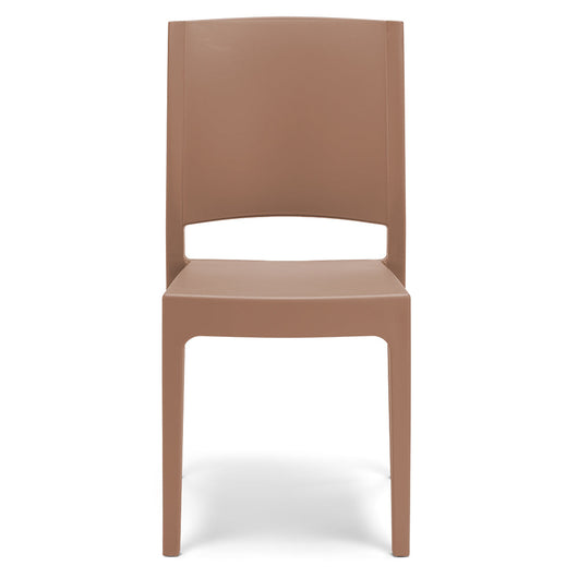 Sedia in polipropilene FLORA, 100% MADE IN ITALY, impilabile, resistente ai raggi UV, design moderno, ideale per sala da pranzo, cucina, sala d’attesa, bar, ristoranti o giardino, colore Terracotta