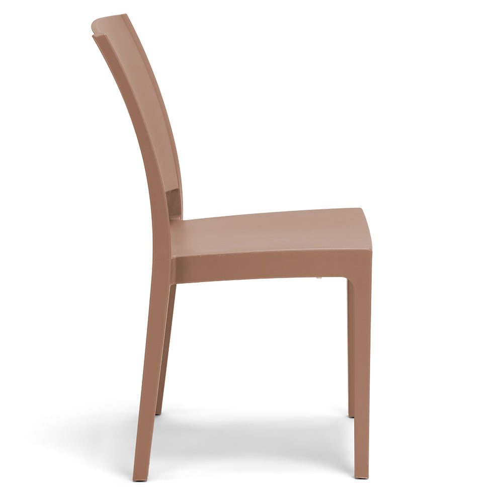 Sedia in polipropilene FLORA, 100% MADE IN ITALY, impilabile, resistente ai raggi UV, design moderno, ideale per sala da pranzo, cucina, sala d’attesa, bar, ristoranti o giardino, colore Terracotta