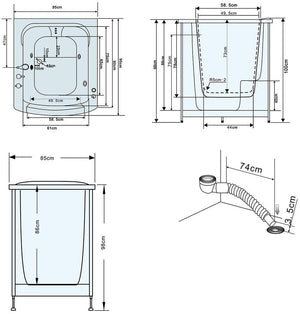 Vasca idromassaggio con porta 93 x 83 x h100 cm – Florida