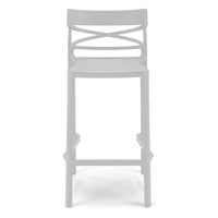 Set 3 Sgabelli Bianchi in polipropilene FLOW con poggiapiedi H65, MADE IN ITALY, resistente ai raggi UV, design moderno, ideale per sala da pranzo, cucina, bar, ristoranti o giardino