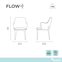 Flow, Set di 4 sedie in tessuto easy-clean Beige (53.5cm X 62.5cm H. 80cm) | Duzzle