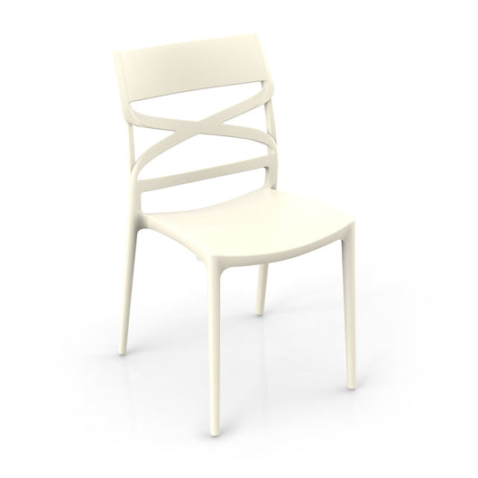 Set 6 sedie in polipropilene FLOW, 100% MADE IN ITALY, impilabile, resistente ai raggi UV, design moderno, ideale per sala da pranzo, cucina, bar, ristoranti o giardino, colore Crema