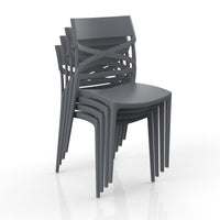 Sedia in polipropilene FLOW, 100% MADE IN ITALY, impilabile, resistente ai raggi UV, design moderno, ideale per sala da pranzo, cucina, bar, ristoranti o giardino, colore Grigio Metal