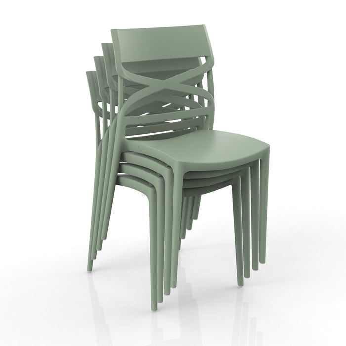 Sedia in polipropilene FLOW, 100% MADE IN ITALY, impilabile, resistente ai raggi UV, design moderno, ideale per sala da pranzo, cucina, bar, ristoranti o giardino, colore Menta