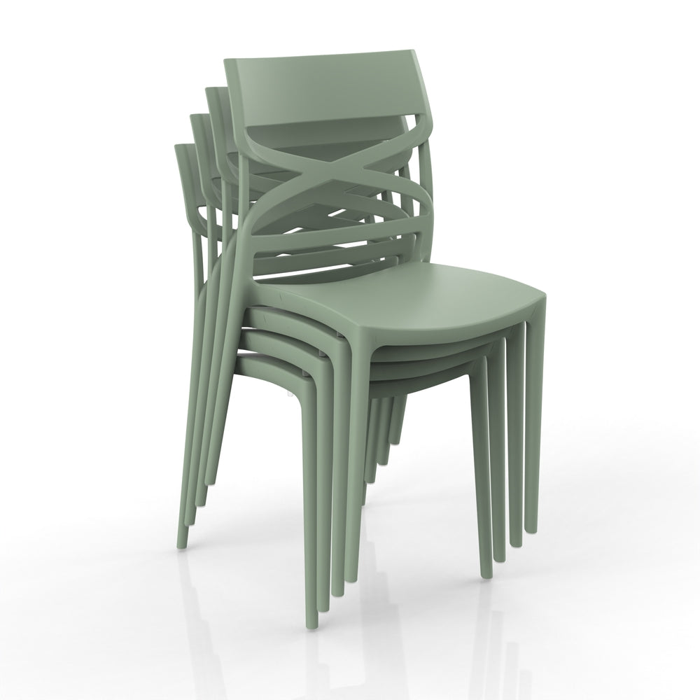 Set 6 sedie in polipropilene FLOW, 100% MADE IN ITALY, impilabile, resistente ai raggi UV, design moderno, ideale per sala da pranzo, cucina, bar, ristoranti o giardino, colore Menta