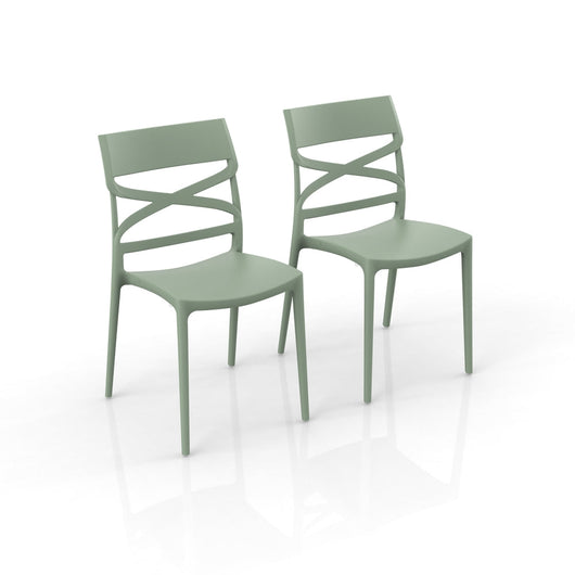 Set 2 sedie in polipropilene FLOW, 100% MADE IN ITALY, impilabile, resistente ai raggi UV, design moderno, ideale per sala da pranzo, cucina, bar, ristoranti o giardino, colore Menta
