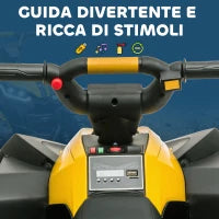 Quad Elettrico per Bambini 12V, 2 Velocità, Ruote Larghe con Clacson e Fari LED, Età 3-5 Anni, Giallo