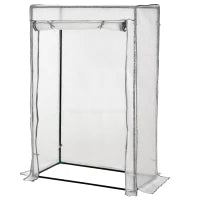 Serra da giardino, serra da balcone, telo rinforzato in PE, telaio in acciaio, porta a scomparsa, 100 x 50 x 150 cm bianco