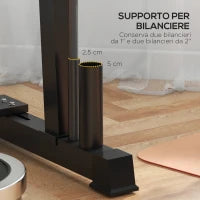 Rastrelliera per Manubri in Acciaio con 4 Aste Regolabili per Pesi e Kettlebell, 131x75x80 cm, Nero