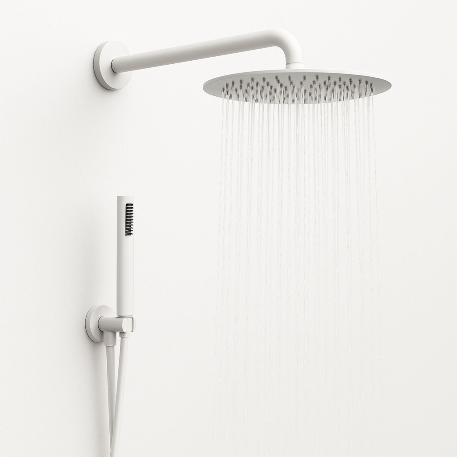 Set per doccia soffione tondo in acciaio inox 250 millimetri color bianco opaco *** finitura- bianco opaco tondo, con...