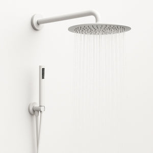 Set per doccia soffione tondo in acciaio inox 250 millimetri color bianco opaco *** finitura- bianco opaco tondo, con...