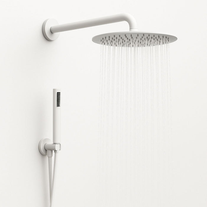 Set per doccia soffione tondo in acciaio inox 250 millimetri color bianco opaco *** finitura- bianco opaco tondo, con...