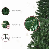 Albero di Natale 150cm Artificiale Pieghevole con Base Rimovibile, 454 Rami, in PVC e Acciaio, Verde