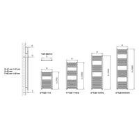 Termoarredo bagno scaldasalviette acciaio radiatore calorifero termosifone nero opaco *** misure h1500xl500xi450 30 t...