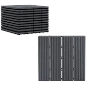 Set 11 Piastrelle per Esterni ad Incastro Antiscivolo in HDPE Riciclato, 30x30x2.2 cm, Grigio