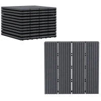 Set 11 Piastrelle per Esterni ad Incastro Antiscivolo in HDPE Riciclato, 30x30x2.2 cm, Grigio