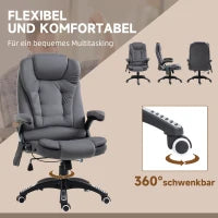 Poltrona da Ufficio con Funzione Massaggiante & Riscaldante, ergonomica, regolabile in altezza, Grigio scuro