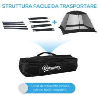 Tenda da Campeggio e Spiaggia a Rete Anti UV per 4 Persone con Borsa di Trasporto, 3x3 m Nero