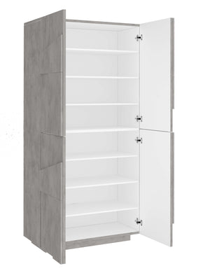 Scarpiera 4 ante L 81.2 x H 167.6 x P 39.2 cm 32 paia, grigio