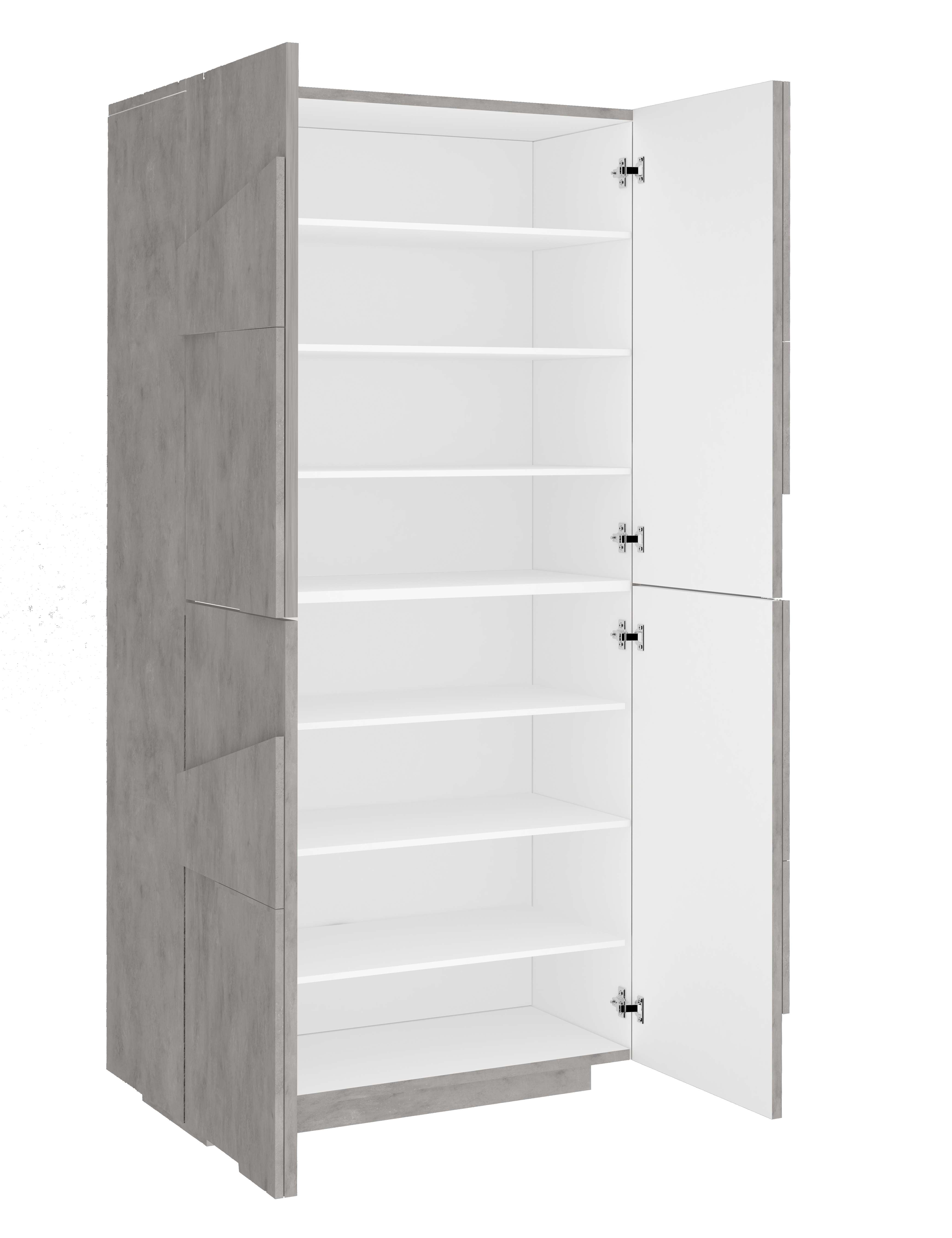 Scarpiera 4 ante L 81.2 x H 167.6 x P 39.2 cm 32 paia, grigio