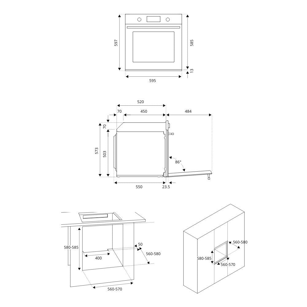 Forno elettrico Bertazzoni F6011MODPTZ 11 funzioni pirolitico, display TFT colore zinco classe A++