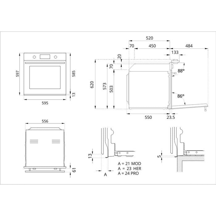 Forno elettrico Bertazzoni F6011PROVPTX a vapore da incasso 60 cm. pirolitico 11 funzioni inox classe A++