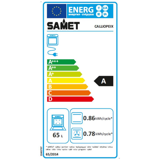 Forno elettrico multifunzione Samet Calliope da incasso 8 funzioni 3 manopole inox classe A